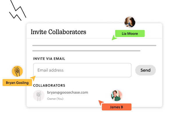 A screen that says "Invite collaborators" with three colorful icons
