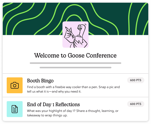 A Goosechase Experience titled "Welcome to Goose Conference", and a short list of related Missions