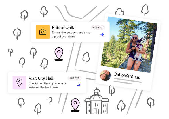 A variety of mission cards overlaid on a map