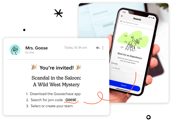 Phone screen with an invitation to join a Goosechase Experience