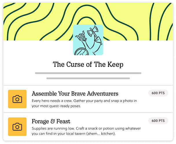 A Goosechase Experience titled "The Curse of the Keep", and a short list of related Missions